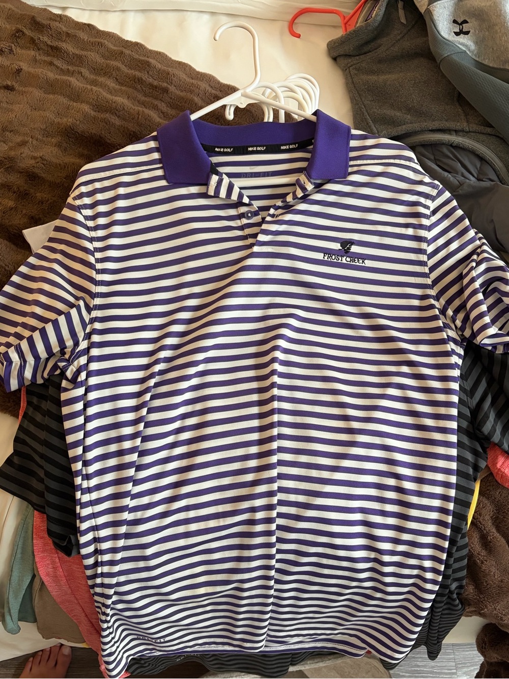 Nike Purple & White Striped Polo
